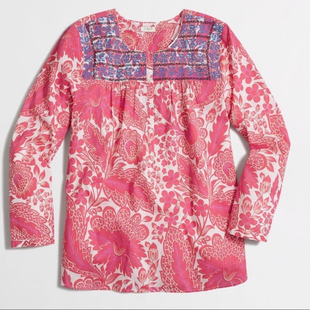 J. Crew• Pink Peasant Embroidered Boho Top• Small